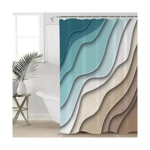 Cortinas de ducha geométricas de 72 x 72 pulgadas verde_2