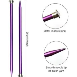 Weabetfu Juego de 63 agujas de tejer de metal de aluminio_2