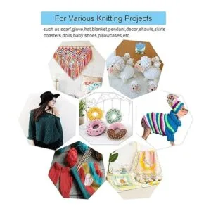 Weabetfu Juego de 63 agujas de tejer de metal de aluminio_6