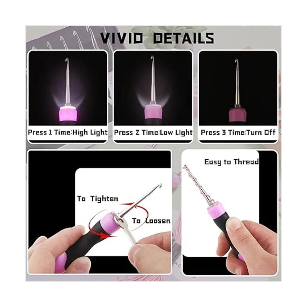 Juego de ganchos de ganchillo iluminados gancho de_2