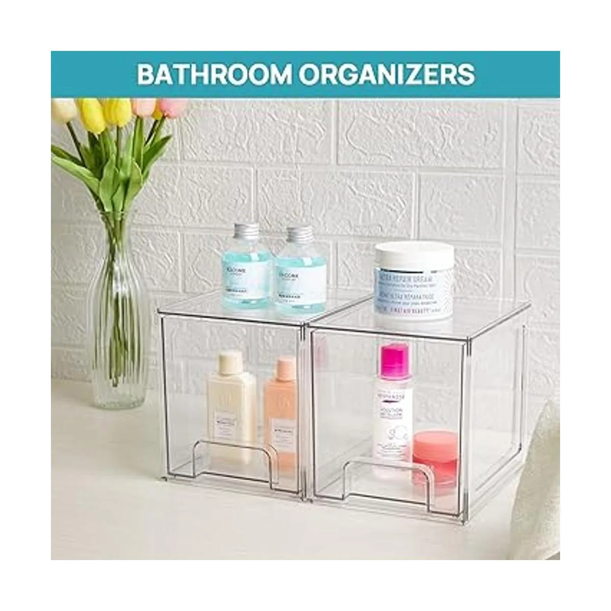 Vtopmart Paquete de 2 cajones de almacenamiento apilables_5