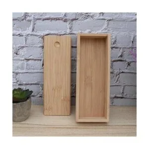 SUPVOX Wooden Pencil BoxWood Brush Box with Sliding Lid_2