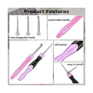 Juego de ganchos de ganchillo iluminados gancho de_4