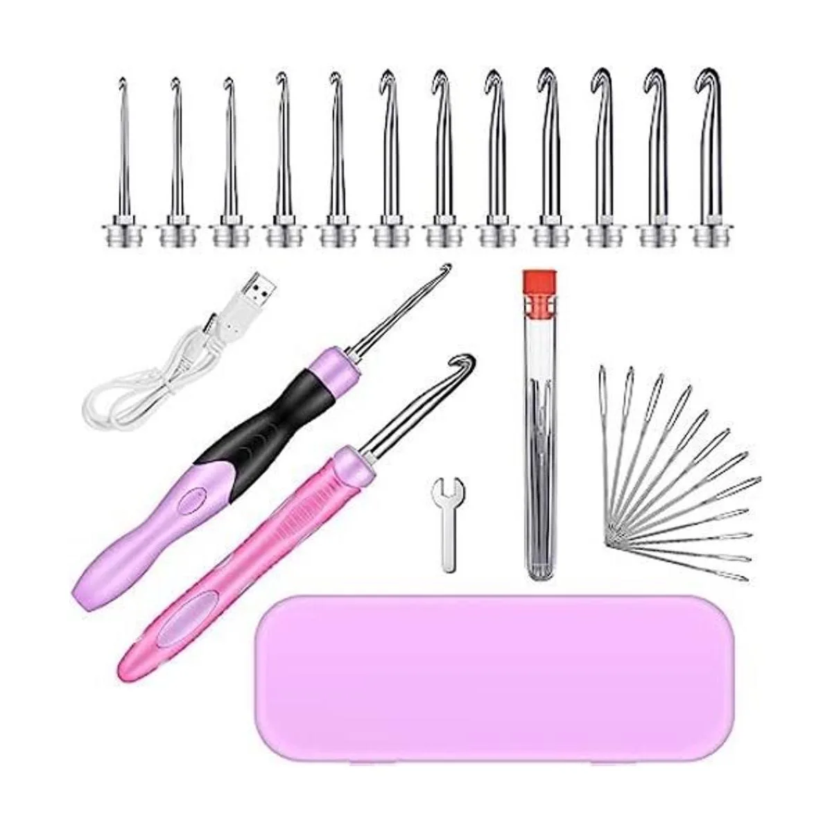 Juego de ganchos de ganchillo iluminados gancho de_1