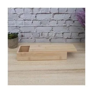 SUPVOX Wooden Pencil BoxWood Brush Box with Sliding Lid_3