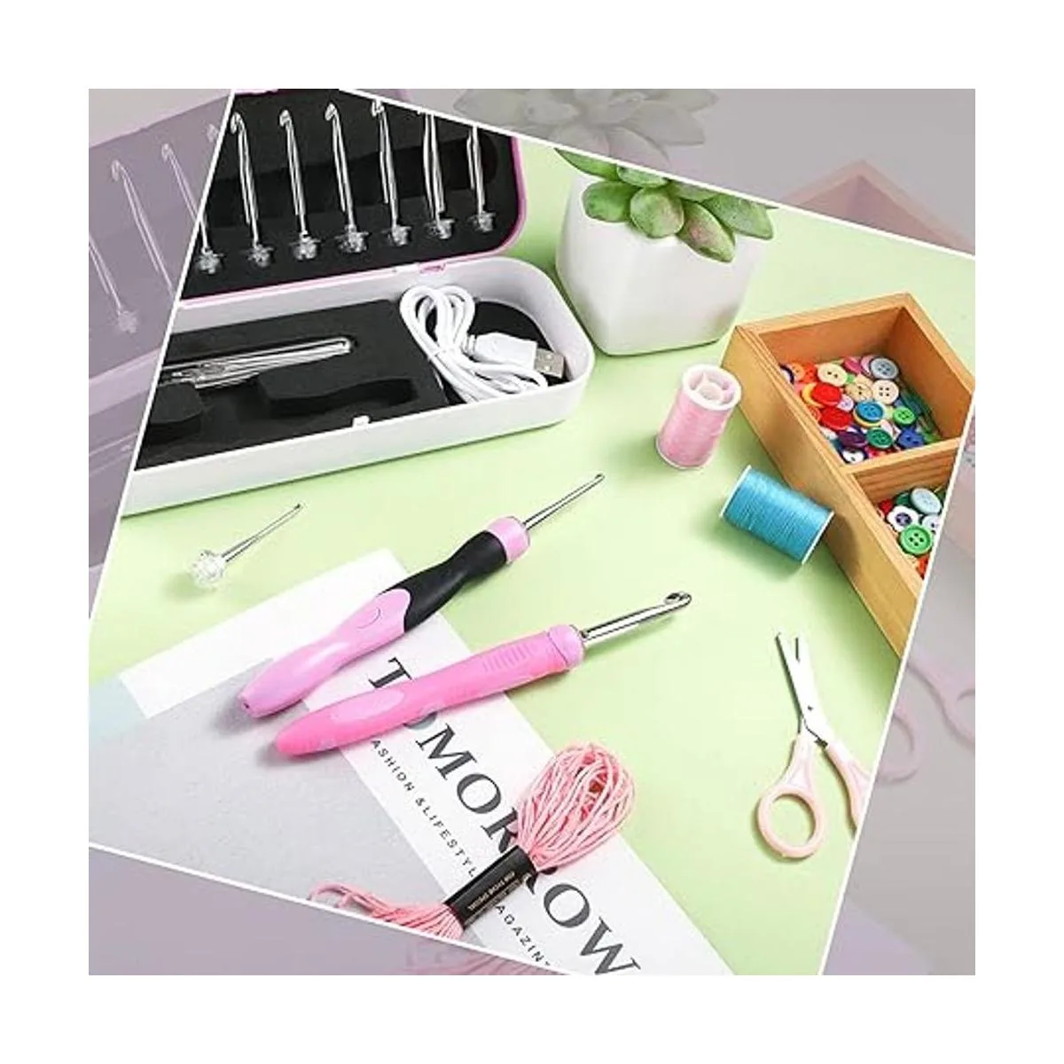 Juego de ganchos de ganchillo iluminados gancho de_5