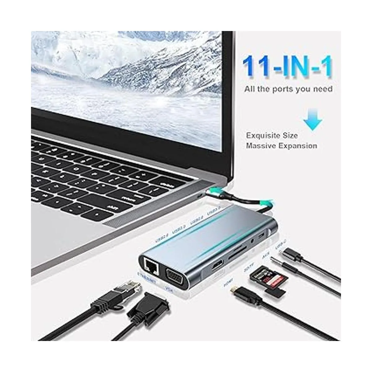 HUB USB C adaptador USB C 11 en 1 con HDMI 4K VGA PD_2