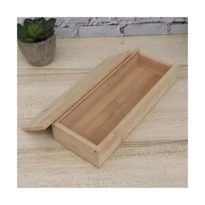 SUPVOX Wooden Pencil BoxWood Brush Box with Sliding Lid_4