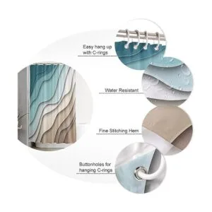 Cortinas de ducha geométricas de 72 x 72 pulgadas verde_5