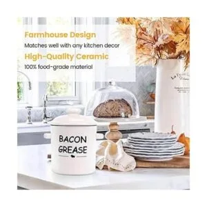 Contenedor de grasa de tocino de cerámica con colador_3