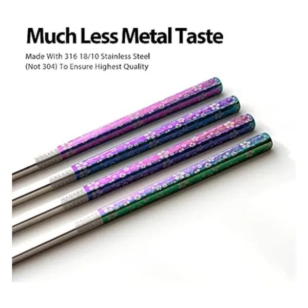 Hagary Palillos de metal con diseño de flor de cerezo y_3