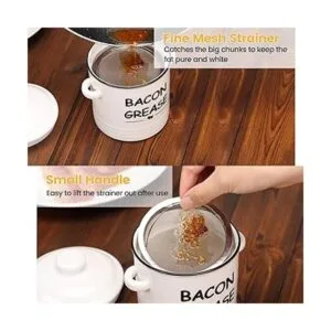 Contenedor de grasa de tocino de cerámica con colador_5