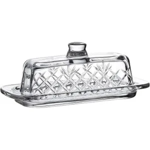 Royalty Art Mantequilla de vidrio con tapa recipiente de_5