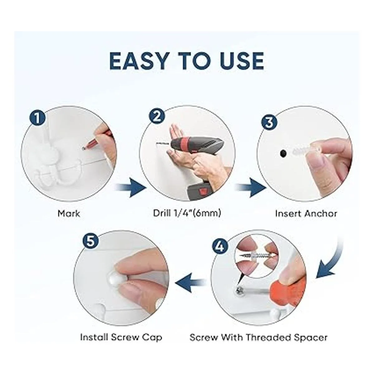 TICONN Perchero montado en la pared cinco ganchos tri_7