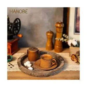 Hanobe Bandeja de madera rústica para servir juego de 2_4