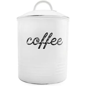 AuldHome Recipiente de café blanco esmaltado;_1