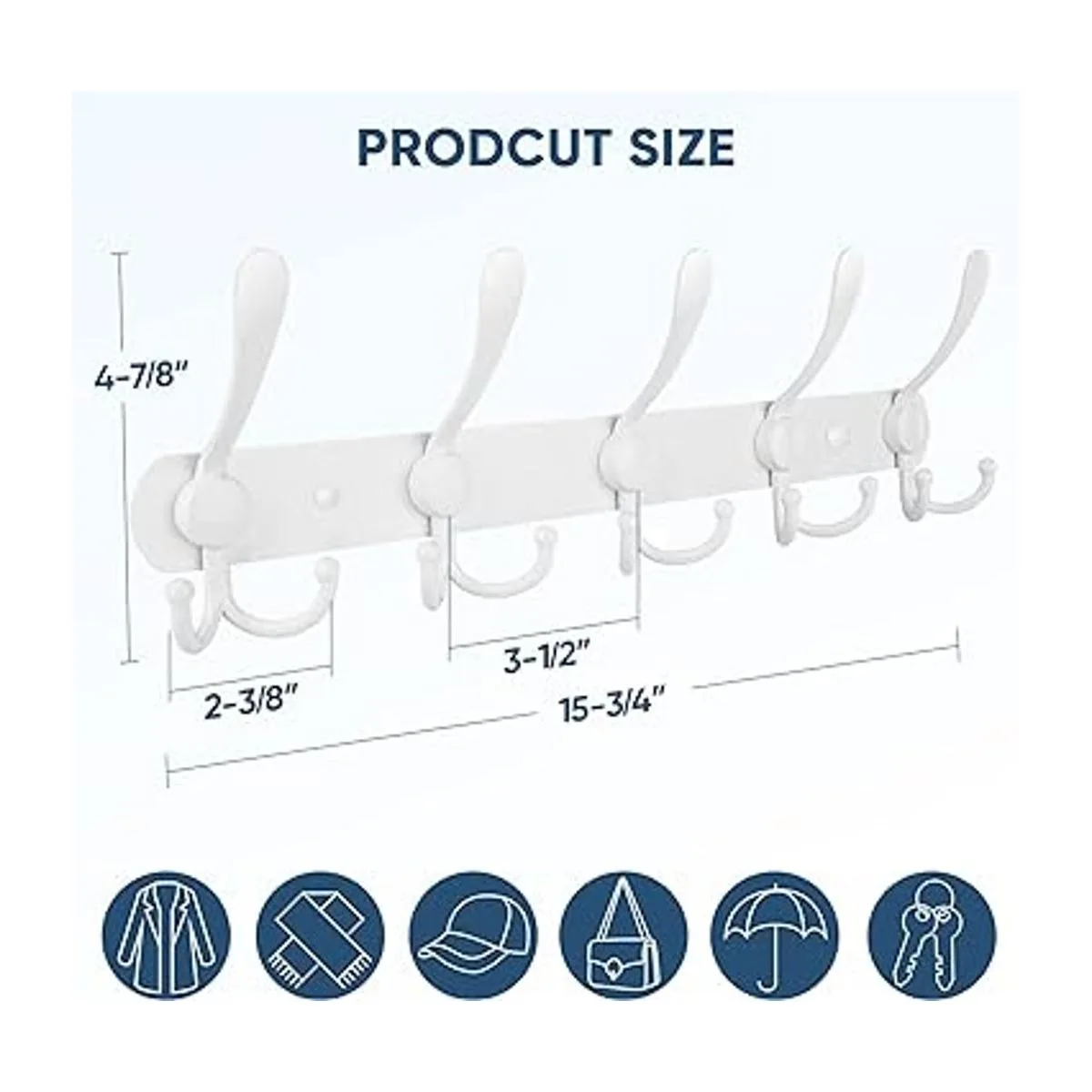 TICONN Perchero montado en la pared cinco ganchos tri_2