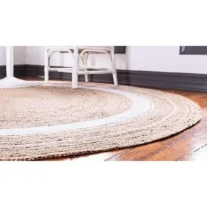 Vipanth Alfombra redonda trenzada a mano de yute natural_7