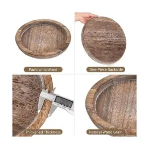 Hanobe Bandeja de madera rústica para servir juego de 2_6