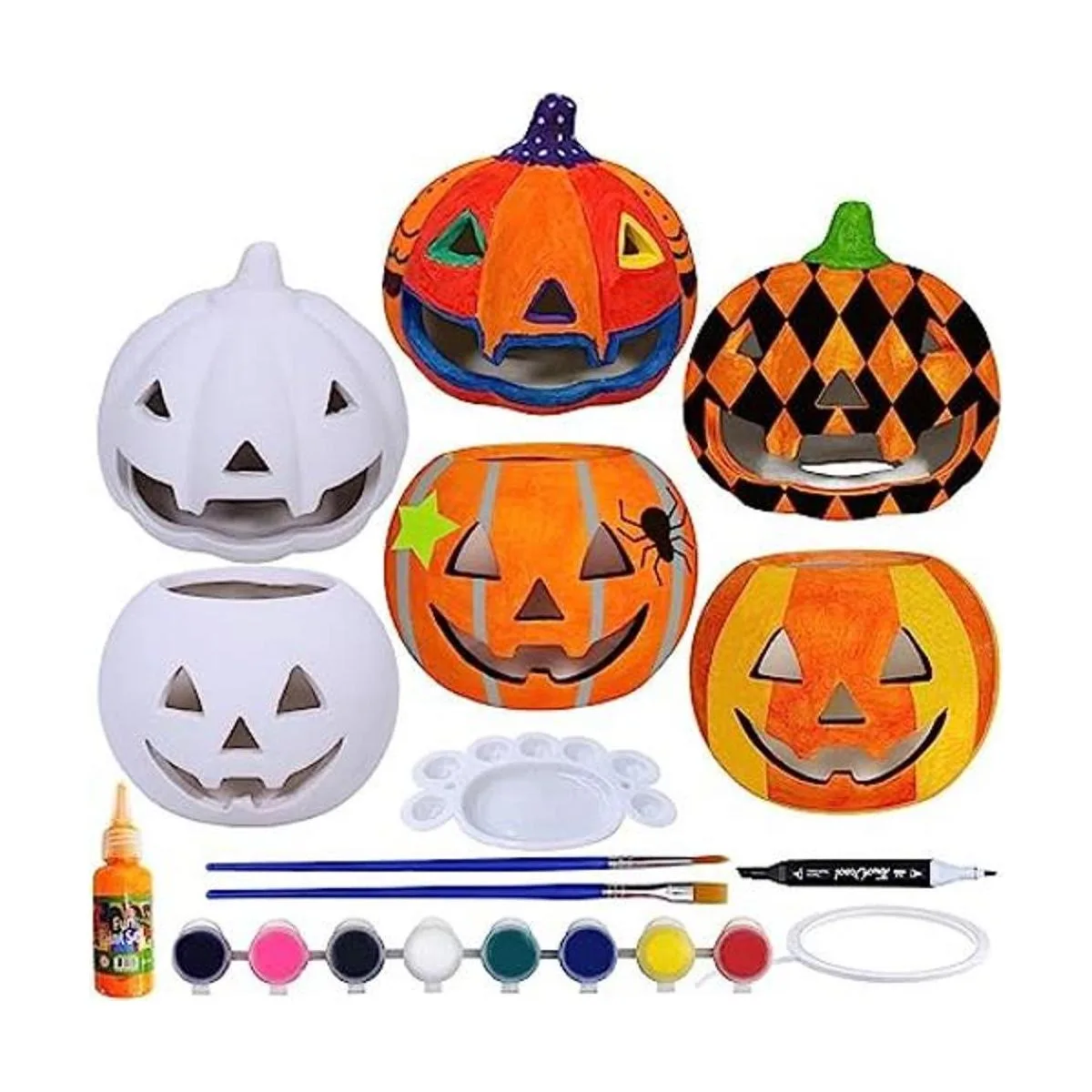 Winlyn 6 juegos de calabazas de cerámica para bricolaje_1