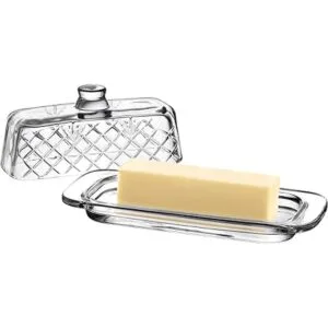 Royalty Art Mantequilla de vidrio con tapa recipiente de_2