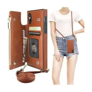 Bocasal Funda tipo cartera cruzada para iPhone X Xs con_1