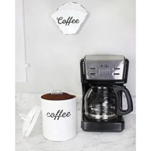 AuldHome Recipiente de café blanco esmaltado;_4