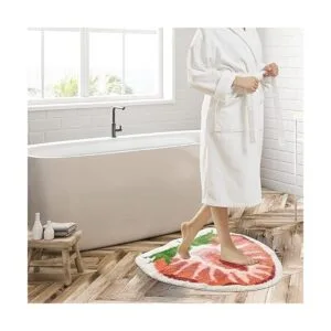 Linda alfombra de baño de fresa con forma de fruta_5