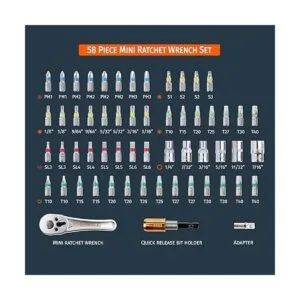 Inwell Juego de llaves de trinquete mini de 58 piezas de_2