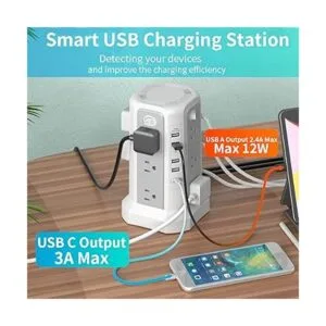 Torre de regleta de alimentación con puerto de carga_3