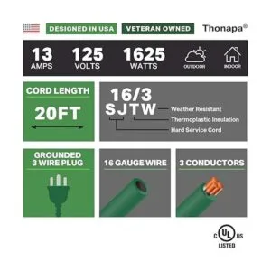 Thonapa Cable de extensión verde para exteriores de 20_2