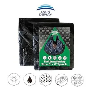 RAINDEWAY Lona con cordón de 6 x 6 pies paquete de 2_6