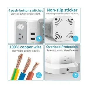 Torre de regleta de alimentación con puerto de carga_6