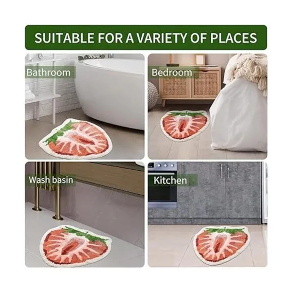 Linda alfombra de baño de fresa con forma de fruta_6