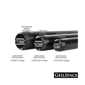 GeilSpace Paquete de 6 tubos de metal negro precortados de_6