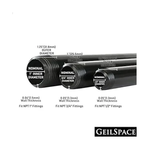 GeilSpace Paquete de 6 tubos de metal negro precortados de_6