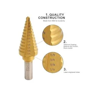 COMOWARE HSS Broca escalonada de titanio._4
