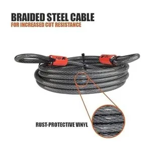 BV Cable de acero de seguridad de 15 pies con bucles_4