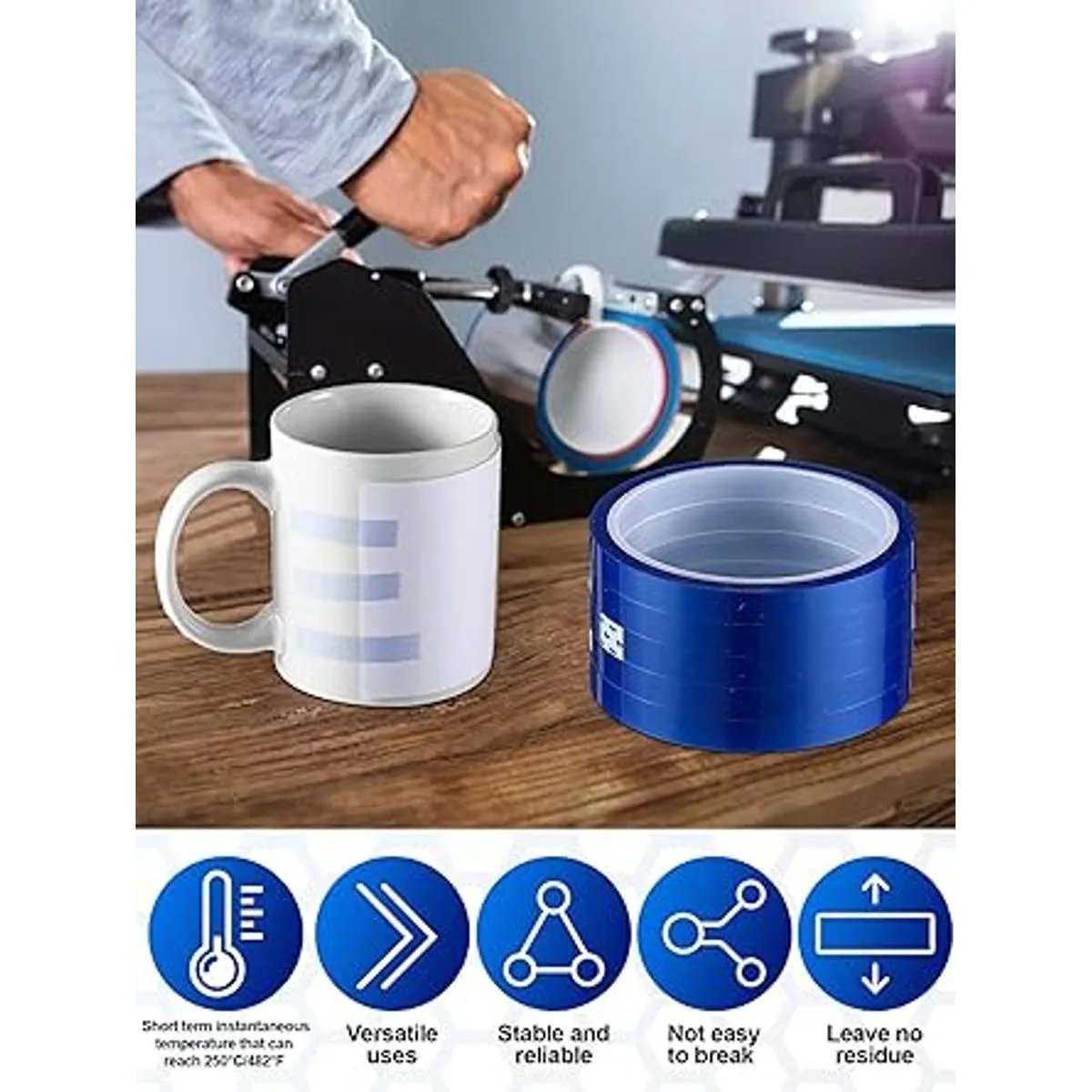 20 rollos de cinta de calor azul de alta temperatura de_5