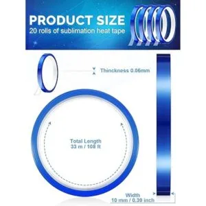 20 rollos de cinta de calor azul de alta temperatura de_2