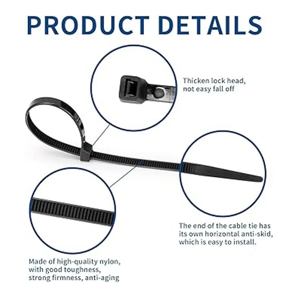 Bridas negras de 8 pulgadas paquete de 1000 unidades_5