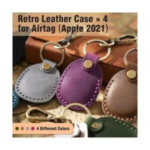 Soporte de cuero para AirTag 4 unidades con llavero_2
