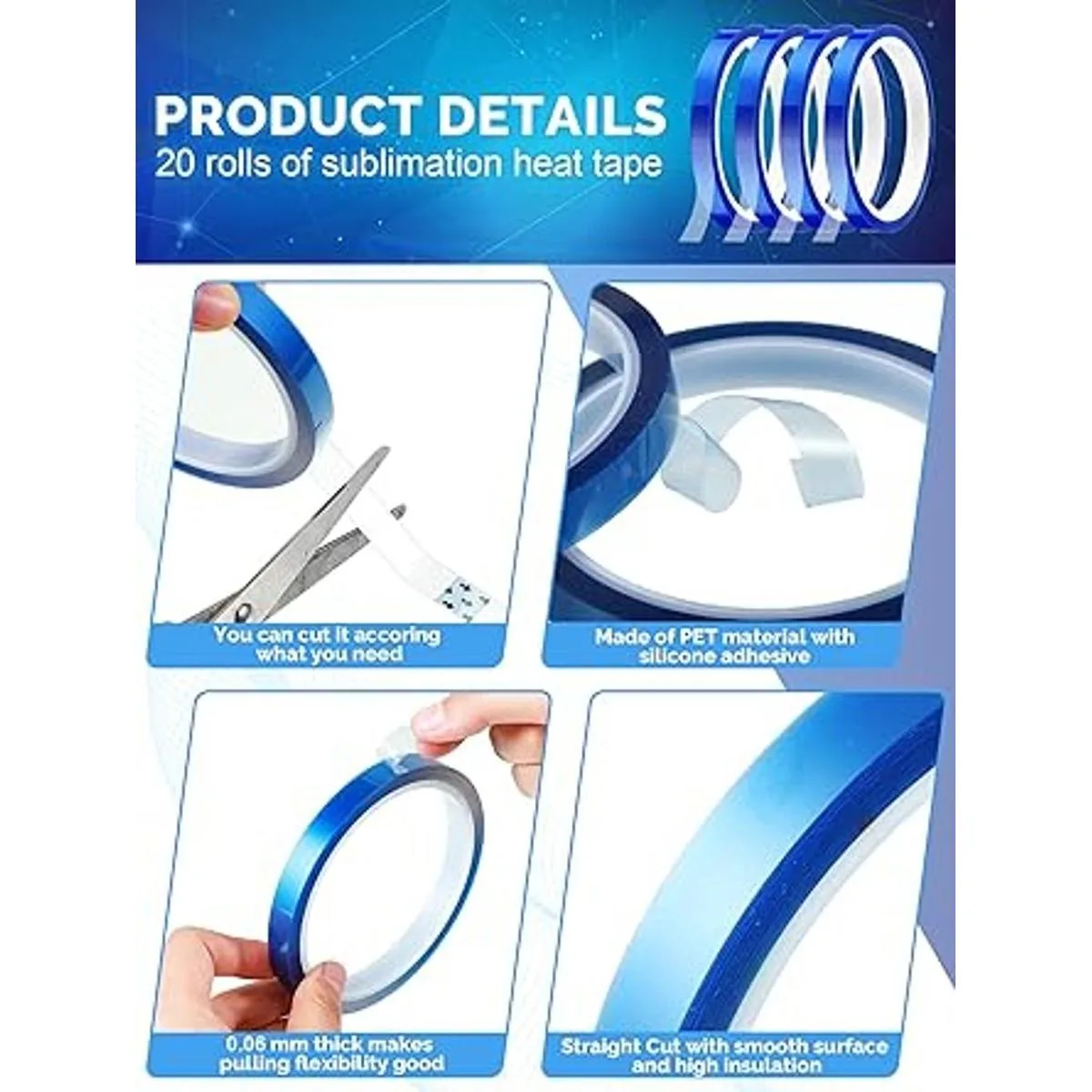 20 rollos de cinta de calor azul de alta temperatura de_3