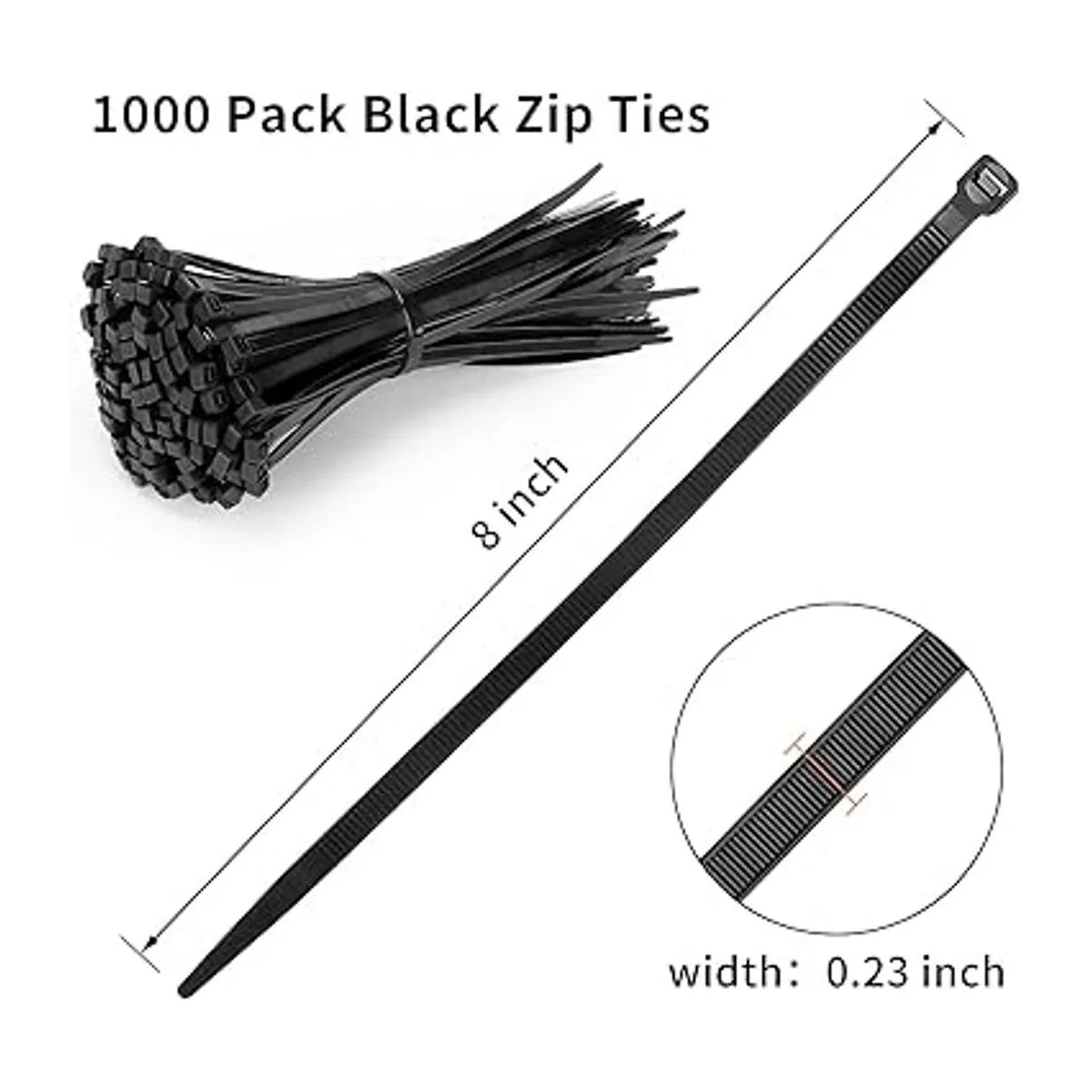 Bridas negras de 8 pulgadas paquete de 1000 unidades_2