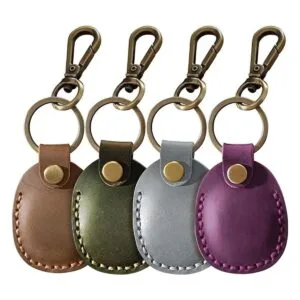 Soporte de cuero para AirTag 4 unidades con llavero_1