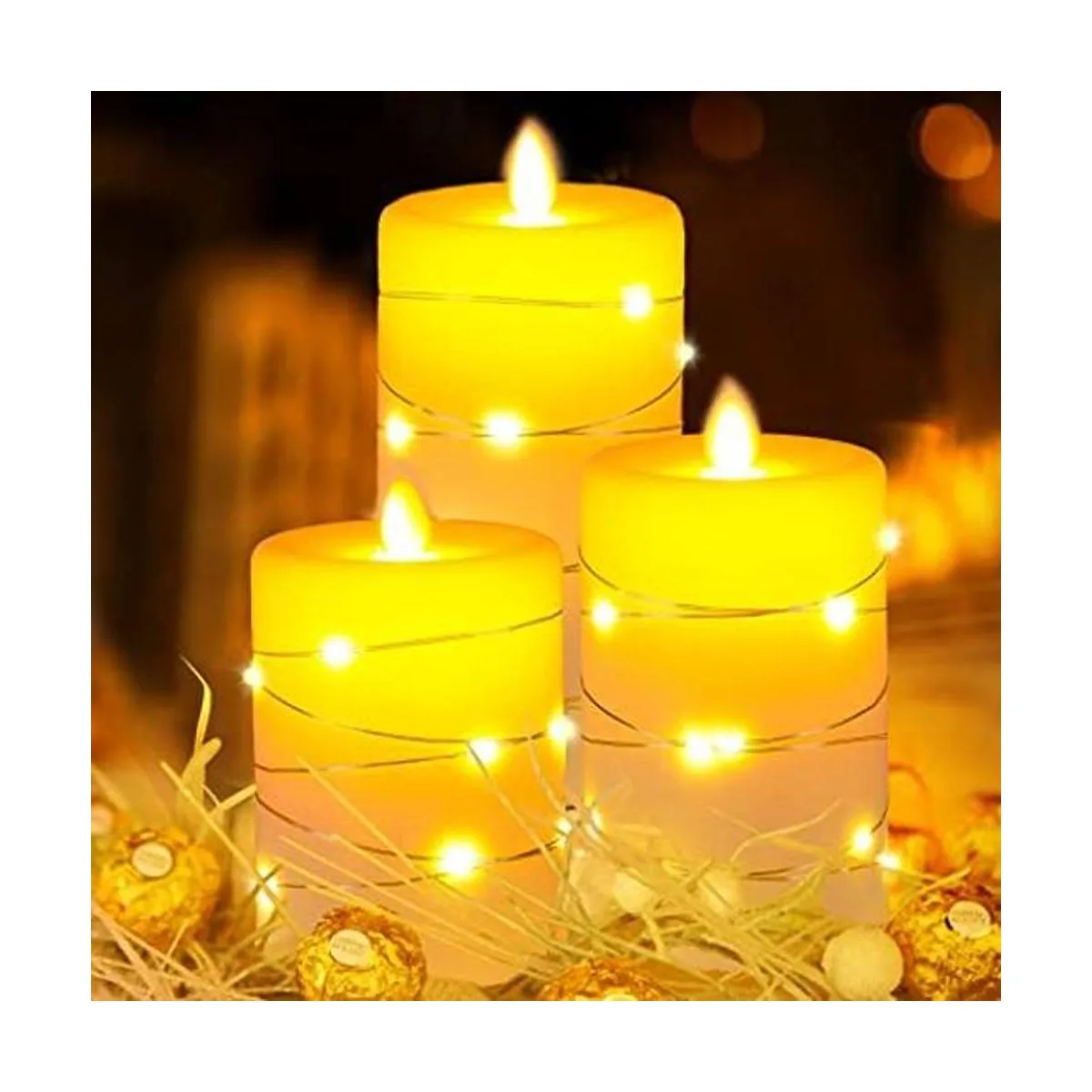 Vela sin llama luces LED de hadas integradas ángulo de_1