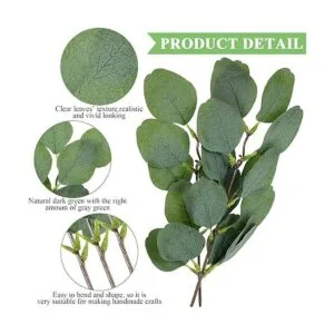 30 hojas de eucalipto artificiales largas ovaladas de_3