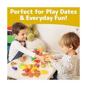 JaxoJoy Juego de comida de juguete de 122 piezas_5
