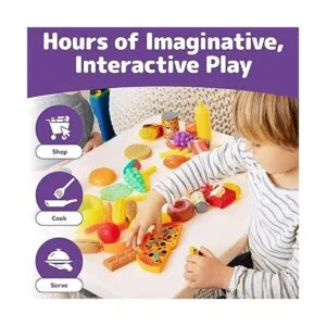 JaxoJoy Juego de comida de juguete de 122 piezas_4