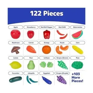 JaxoJoy Juego de comida de juguete de 122 piezas_6